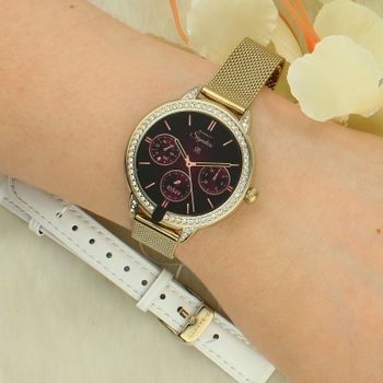 Garett Stella złoty stalowy – smartwatch damski AMOLED, rozmowy Bluetooth, bransoleta + pasek komplet.jpg